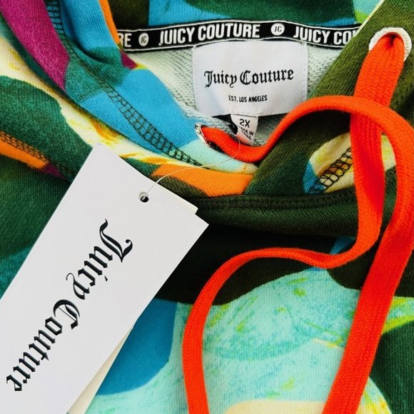 JUICY COUTURE Plus Size Cropped Hoodie Abstract Camo - Picture 3 of 4